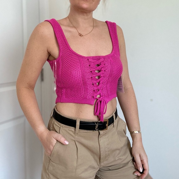 Lace Up Corset Style Knit Top - Picture 2 of 8